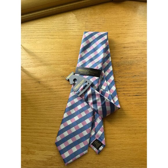 Donald J. Trump Signature Collection Blue Pink Checkered Tie - Picture 1 of 7